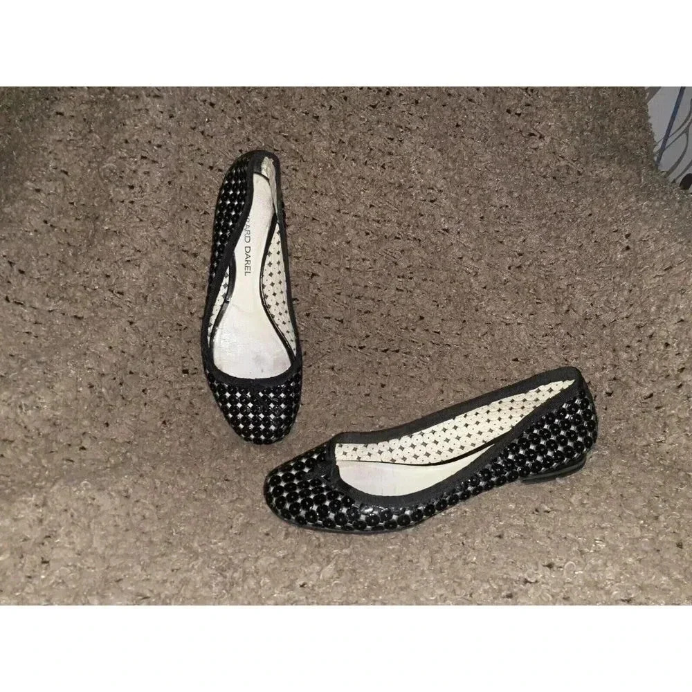 GERARD DAREL-Black Patent Leather Perforated Ballet Flats-Sz 39-Very Good